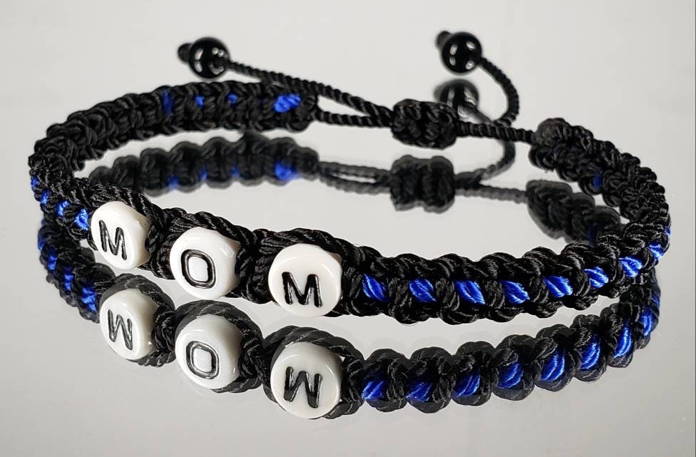 mom bracelet with a thin blue line, support police bracelet