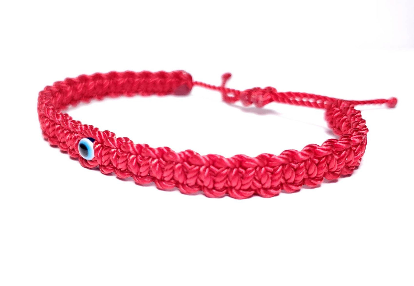 good luck red bracelet with a mini evil eye, braided red string wristband, evil eye protection braided bracelet for man & woman