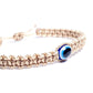 evil eye braided bracelet, beige string wristband with an evil eye for protection, adjustable for man and woman