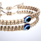 evil eye braided bracelet, beige string wristband with an evil eye for protection, adjustable for man and woman