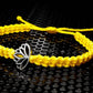 Lotus flower bracelet, yellow string braided bracelet, silver color lotus flower charm, new, adjustable for man & woman