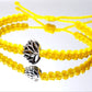 Lotus flower bracelet, yellow string braided bracelet, silver color lotus flower charm, new, adjustable for man & woman