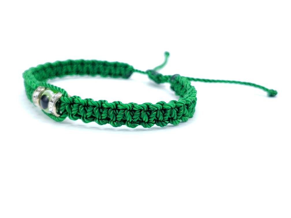 evil eye bracelet, green string evil eye wristband, braided evil eye protection bracelet, adjustable, for man and woman, new