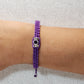 evil eye bracelet, purple string, evil eye wristband, braided evil eye protection bracelet, good luck adjustable wristband.