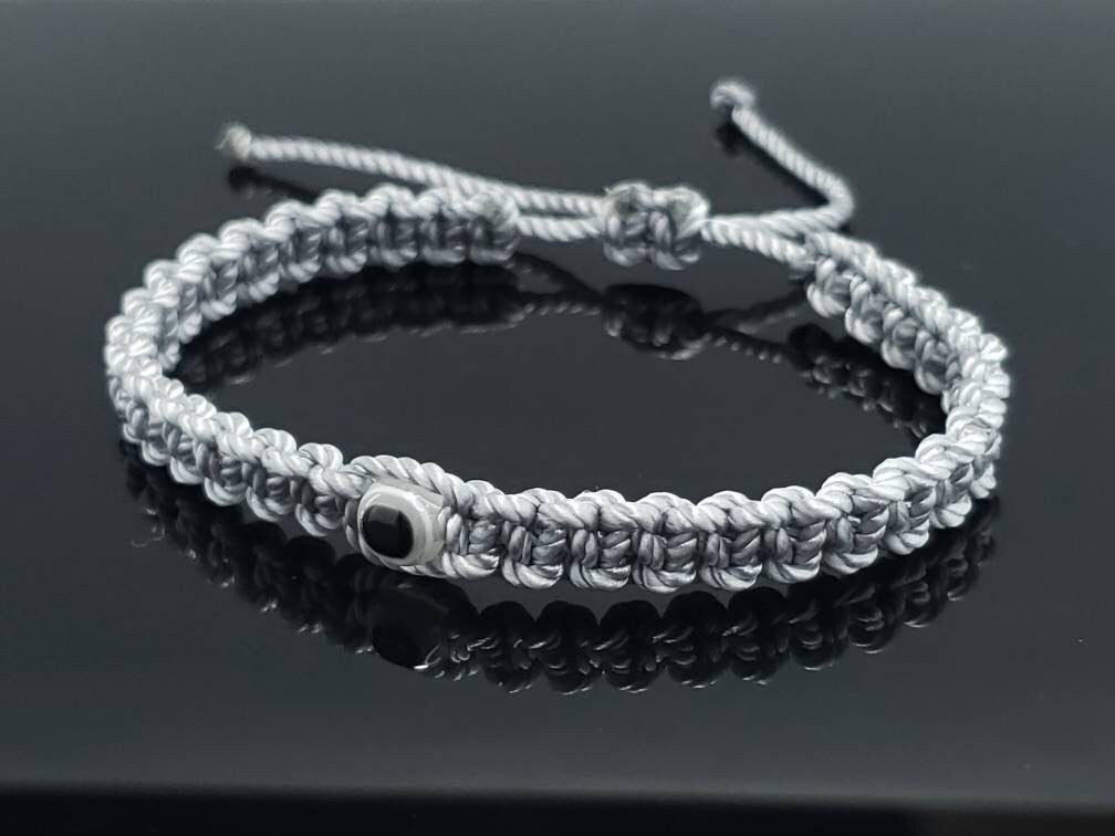 evil eye bracelet, silver string, evil eye wristband, braided evil eye protection bracelet, adjustable, good luck charm for man and woman