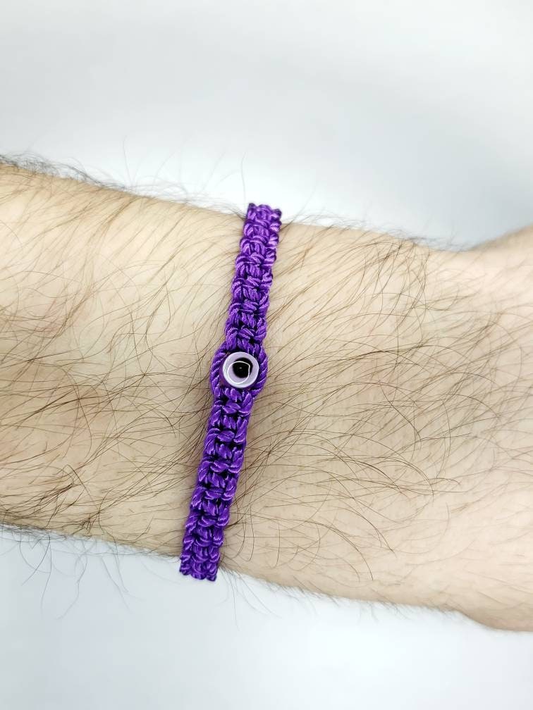 evil eye bracelet purple color string, evil eye wristband, braided evil eye protection bracelet, adjustable, good luck charm for man & woman