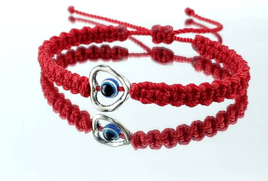 Red string evil eye bracelet, evil eye protection wristband, good luck bracelet, red string bracelet, adjustable