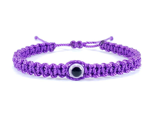 evil eye bracelet, purple string, evil eye wristband, braided evil eye protection bracelet, adjustable for man and woman