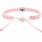 evil eye bracelet, soft pink, evil eye wristband, braided evil eye protection bracelet, good luck wristband adjustable, light pink string