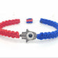 Hamsa hand blue red & white string bracelet for happiness luck health and good fortune. good luck wristband evil eye charm, USA patriotic