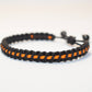 Black with orange line bracelet -Black braided bracelet with a  thin orange Line, adjustable wristband -new -handmade awareness  bracelet