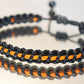 Black with orange line bracelet -Black braided bracelet with a  thin orange Line, adjustable wristband -new -handmade awareness  bracelet