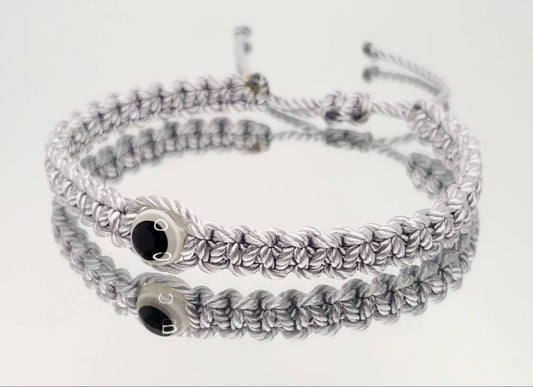 evil eye bracelet, silver string evil eye wristband, braided evil eye protection bracelet, good luck wristband adjustable for man and woman