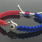 Hamsa hand blue red & white string bracelet for happiness luck health and good fortune. good luck wristband evil eye charm, USA patriotic