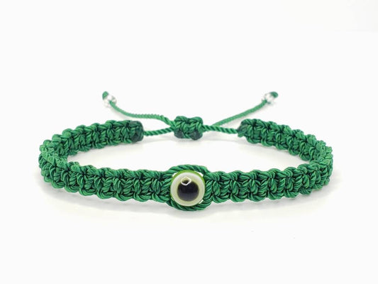 evil eye bracelet, green string evil eye wristband, braided evil eye protection bracelet, adjustable, for man and woman