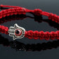 Hamsa Hand bracelet with an evil eye for protection and good luck, braided red string wristband with a silver color hamsa hand