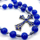 Beautiful Rosary necklace, blue beads rosary, braided rosary necklace for man and woman