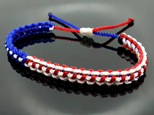 USA flag bracelet, braided flag bracelet, patriotic wristband, adjustable american flag bracelet, for man & woman