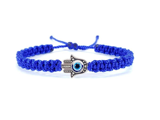 Hamsa hand blue string bracelet, for happiness, luck, health, and good fortune, new. good luck and evil eye charm for man and woman