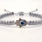 Hamsa hand silver string bracelet, for happiness, luck, health, and good fortune, new. good luck and evil eye charm for man and woman