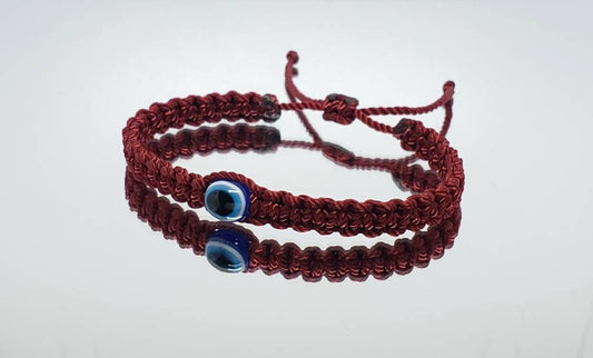 Evil eye amulet, good luck bracelet, good luck burgundy string wristband, evil eye protection, good luck charm, adjustable for man & woman