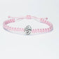 Lotus flower bracelet, pink string braided bracelet silver color lotus flower charm, new, pink lotus wristband, adjustable for man & woman