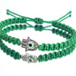 Hamsa Hand money bracelet with an evil eye for protection & good luck braided green string money wristband with a silver color hamsa hand