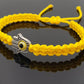 Hamsa Hand yellow bracelet with an evil eye for protection and good luck braided yellow string wristband with a silver color hamsa hand