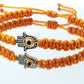 Hamsa Hand orange bracelet with an evil eye for protection and good luck, braided orange string wristband with a silver color hamsa hand