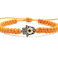 Hamsa Hand orange bracelet with an evil eye for protection and good luck, braided orange string wristband with a silver color hamsa hand