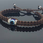 Evil eye bracelet, good luck wristband, brown string braided wristband, evil eye protection, good luck charm, adjustable for man & woman