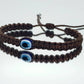 Evil eye amulet, good luck bracelet, good luck brown string wristband evil eye protection & good luck charm, adjustable, for man and woman