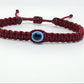 Evil eye amulet, good luck bracelet, good luck burgundy string wristband, evil eye protection, good luck charm, adjustable for man & woman