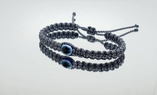 evil eye bracelet, grey string evil eye protection, evil eye amulet wristband, evil eye braided bracelet, brand new adjustable