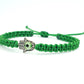 Hamsa Hand money bracelet with an evil eye for protection & good luck braided green string money wristband with a silver color hamsa hand