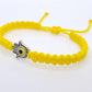 Hamsa Hand yellow bracelet with an evil eye for protection and good luck braided yellow string wristband with a silver color hamsa hand