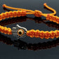 Hamsa Hand orange bracelet with an evil eye for protection and good luck, braided orange string wristband with a silver color hamsa hand