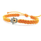 Hamsa Hand orange bracelet with an evil eye for protection and good luck, braided orange string wristband with a silver color hamsa hand