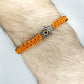 Hamsa Hand orange bracelet with an evil eye for protection and good luck, braided orange string wristband with a silver color hamsa hand