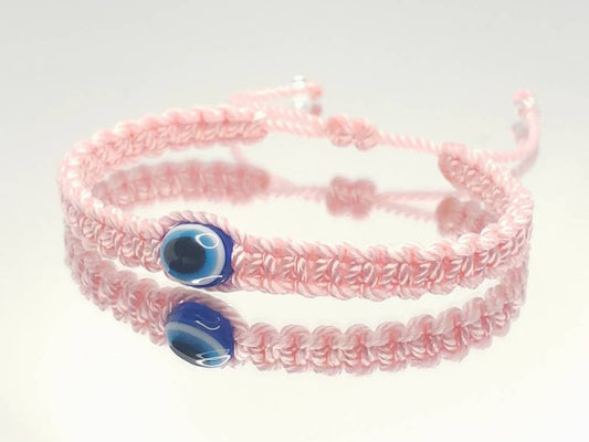 evil eye bracelet, evil eye protection wristband evil eye amulet pink string braided bracelet, new, adjustable beautiful baby pink string