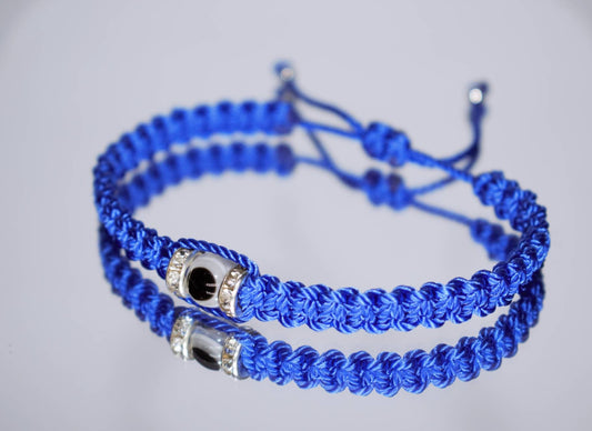 evil eye bracelet, royal blue string, evil eye wristband, braided evil eye protection bracelet, adjustable for man & woman