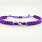 Beautiful infinity purple string bracelet, braided purple infinity adjustable wristband for man and woman