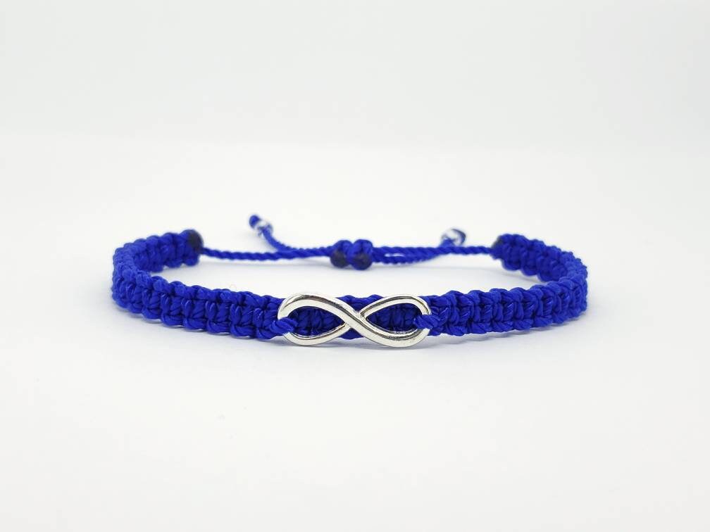 Beautiful infinity blue string bracelet, braided blue infinity adjustable, blue bracelet, blue friendship bracelet, blue unisex bracelet