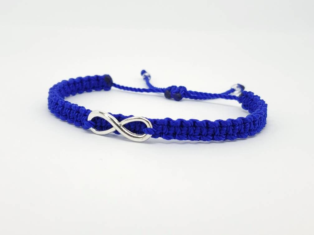 Beautiful infinity blue string bracelet, braided blue infinity adjustable, blue bracelet, blue friendship bracelet, blue unisex bracelet