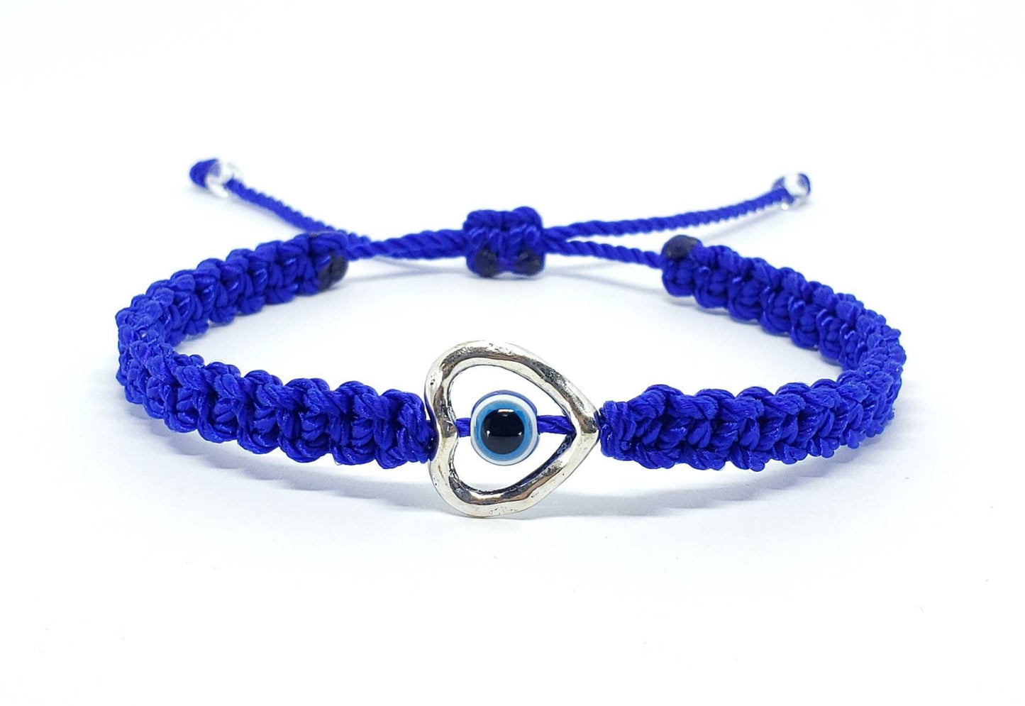 evil eye bracelet, blue string evil eye protection wristband, good luck braided bracelet, blue string bracelet, adjustable for man and woman