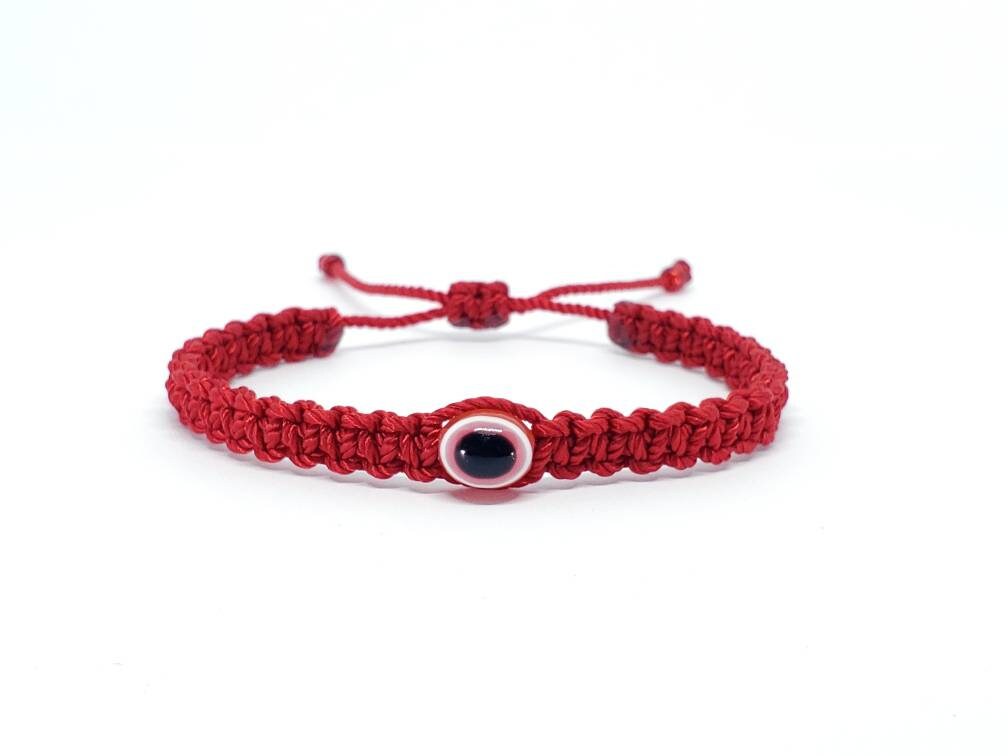 good luck red string bracelet, evil eye charm, braided red string wristband, evil eye protection bracelet for man & woman