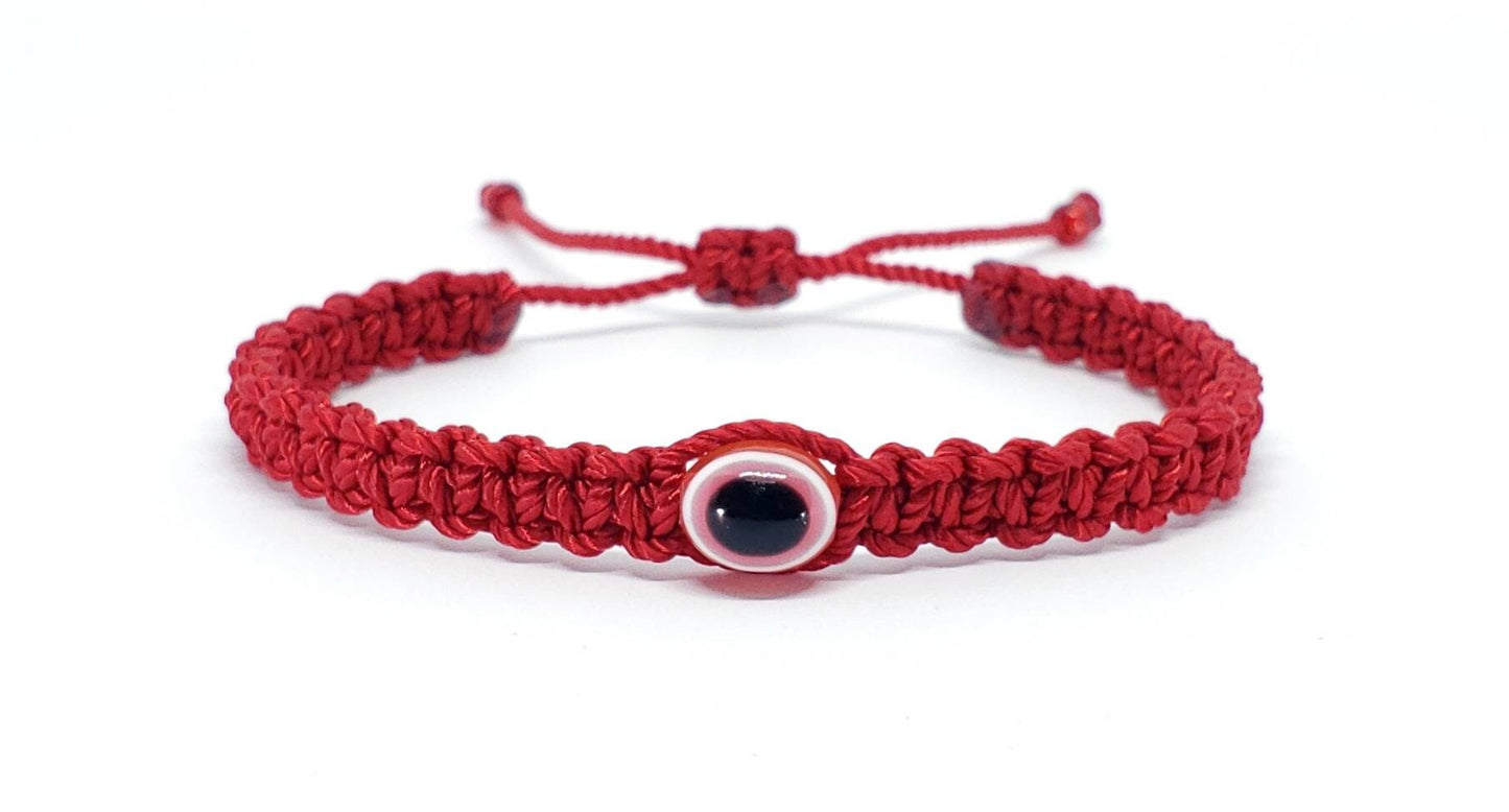 good luck red string bracelet, evil eye charm, braided red string wristband, evil eye protection bracelet for man & woman