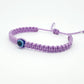 Evil eye amulet bracelet, good luck Lilac color string wristband evil eye protection good luck charm, adjustable beautiful braided bracelet