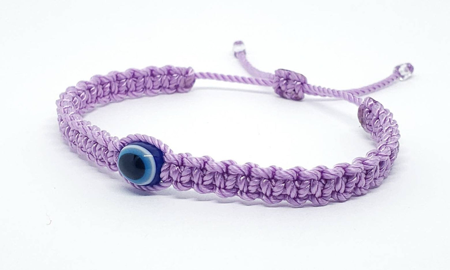 Evil eye amulet bracelet, good luck Lilac color string wristband evil eye protection good luck charm, adjustable beautiful braided bracelet