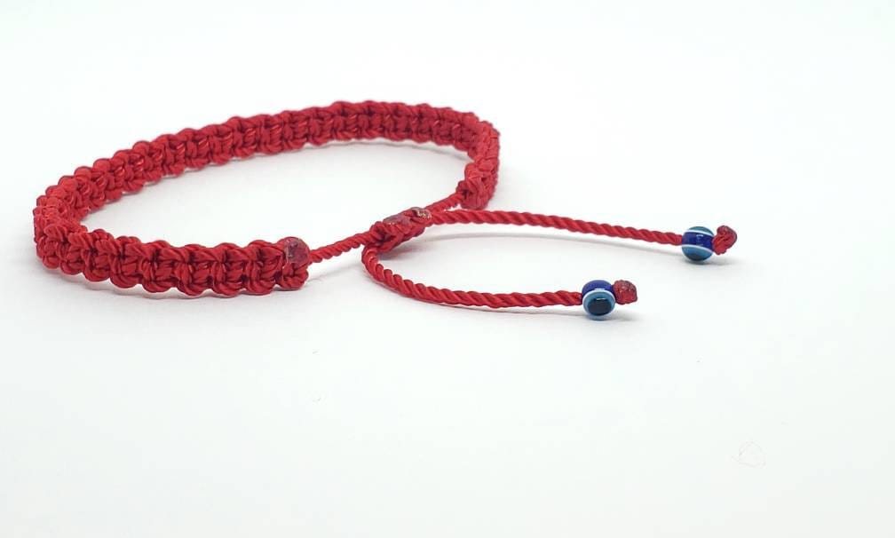 good luck red string bracelet, evil eye protection amulet, red string braided wristband, red evil eye bracelet, adjustable, for man & woman